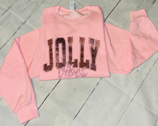 RHINESTONE GLITTER JOLLY VIBES SWEATSHIRT