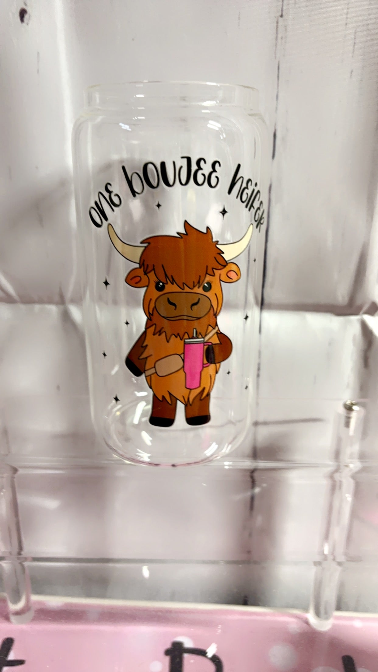 16oz Clear Glass One Boujee Heifer