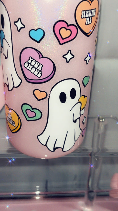 Pink Glitter ghosts 16oz Cup