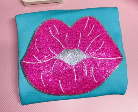 PINK LIPS CHENILLE PATCHES