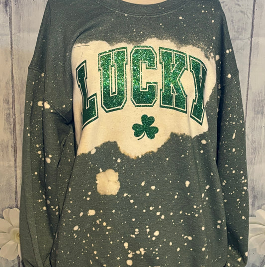 GLITTER LUCKY BLEACHED CREW LARGE