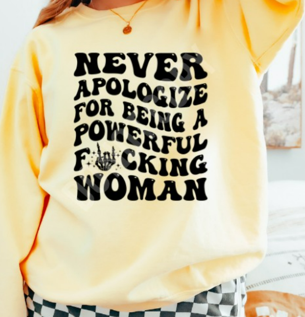 NEVER APOLOGIZE CC SWEATER