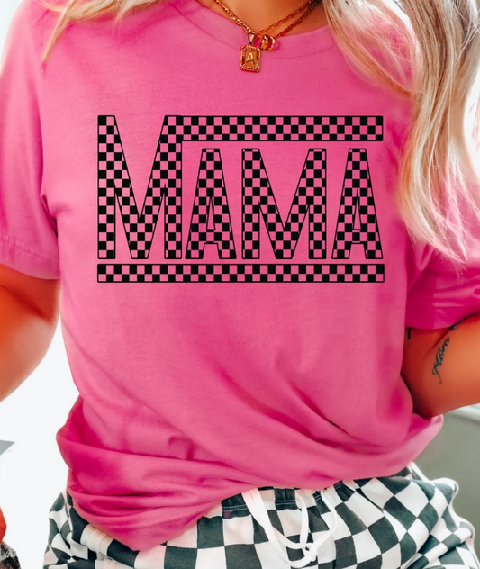 CHECKERED MAMA HOT PINK TEE