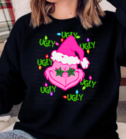 Glitter Pink Grinch Sweatshirt