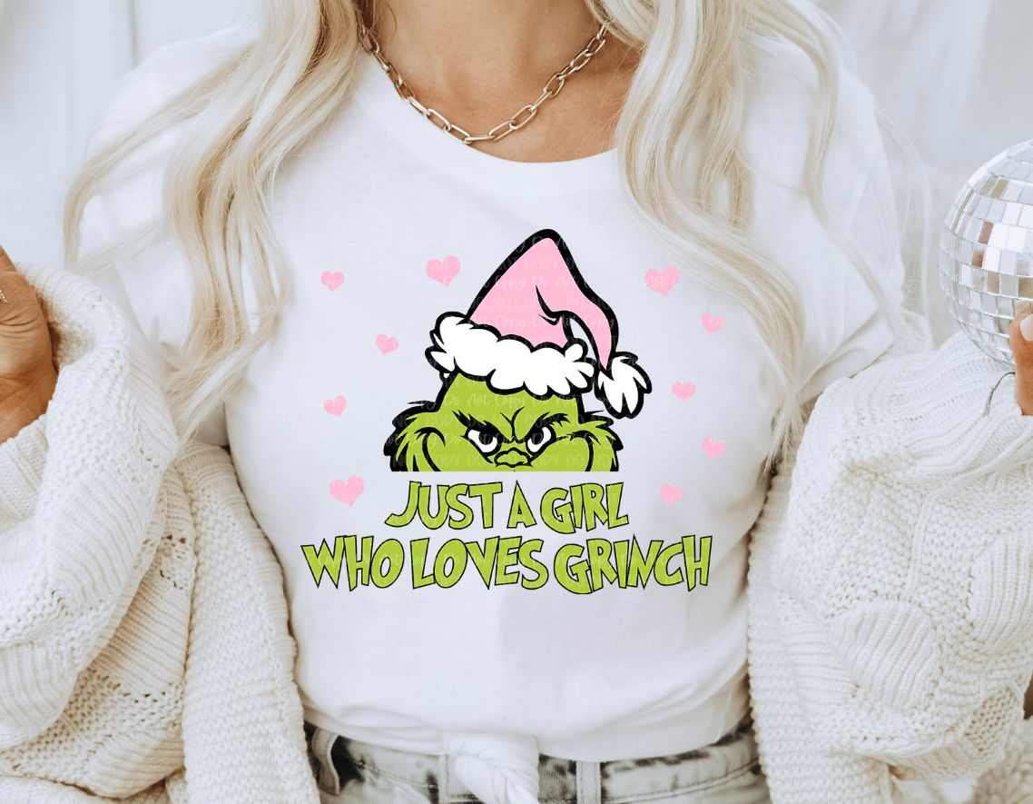 PINK GRINCH JUST A GIRL TEE