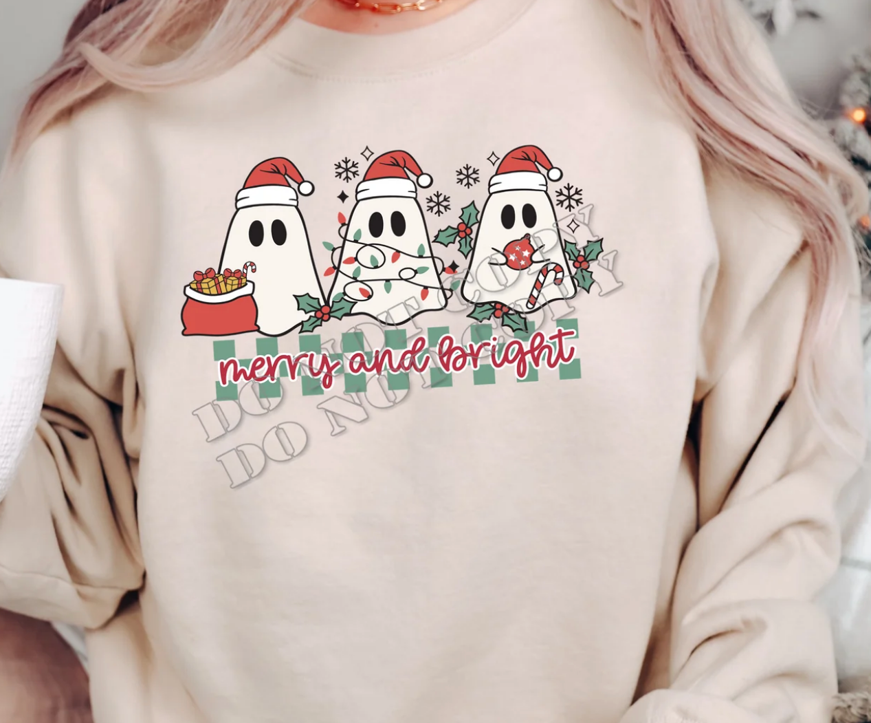 MERRY & BRIGHT XMAS GHOSTS SWEATSHIRT