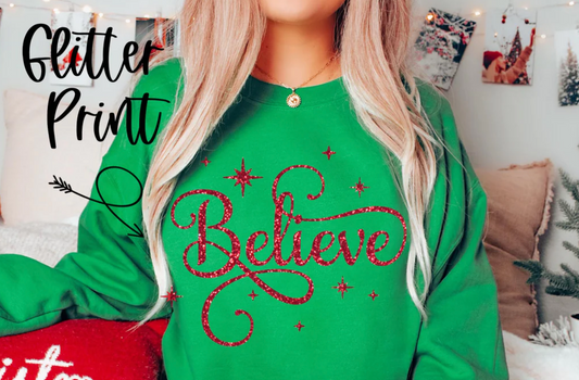 FULL GLITTER BELIEVE SWEATSHIRT