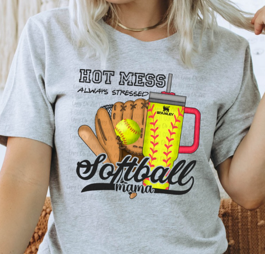 HOT MESS SOFTBALL MAMA