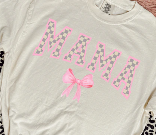 PINK MAMA CHECKERED BOW CC Tee