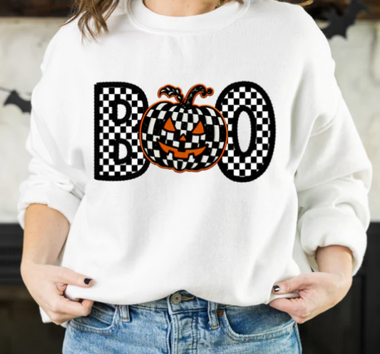 checkered boo Sweater